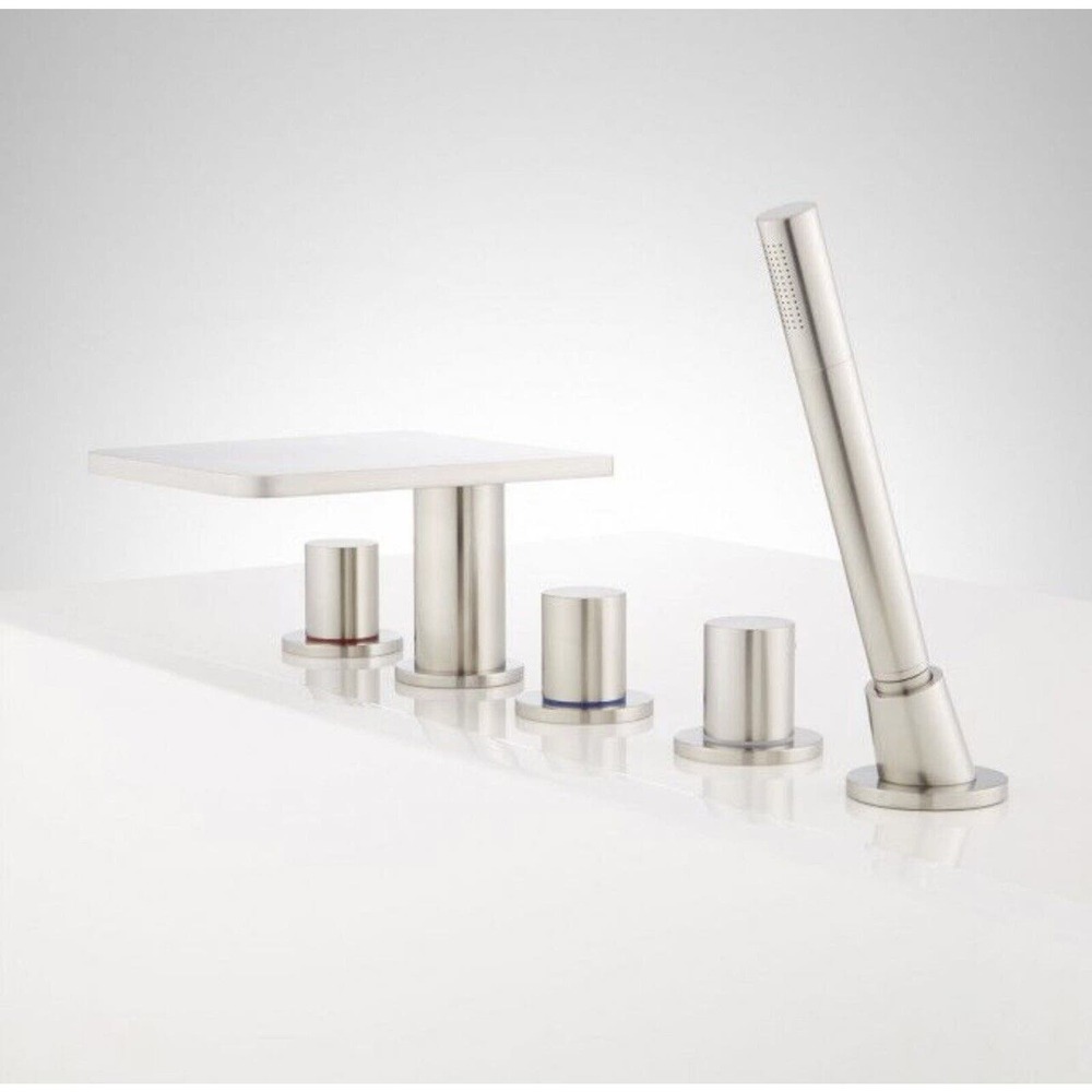 Signature Waterfall Tub Faucet Shower Nickel Modern Luxury Bathroom Bathtub Bath